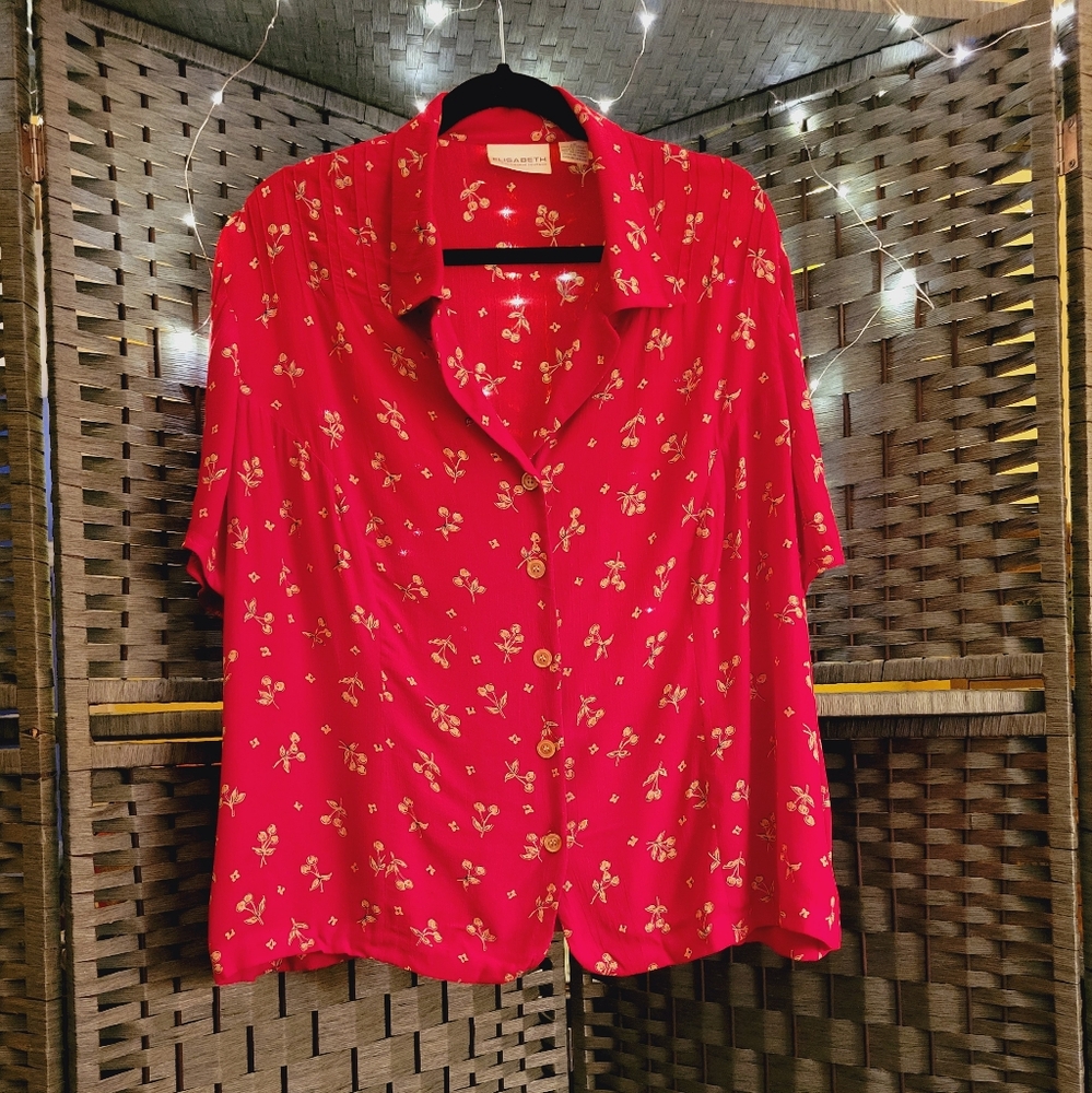 Elisabeth by Liz Claiborne cherry print blouse.